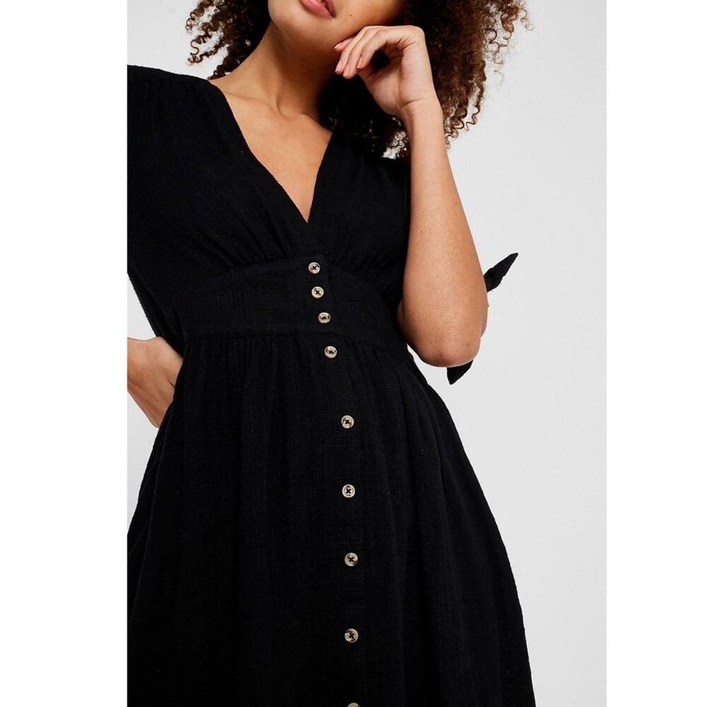 FREE PEOPLE Love of My Life Black Cotton Midi Dress Women's Size Large NEW - Picture 2 of 14